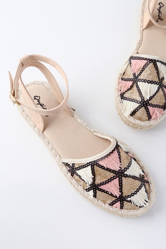 nude mesh flats