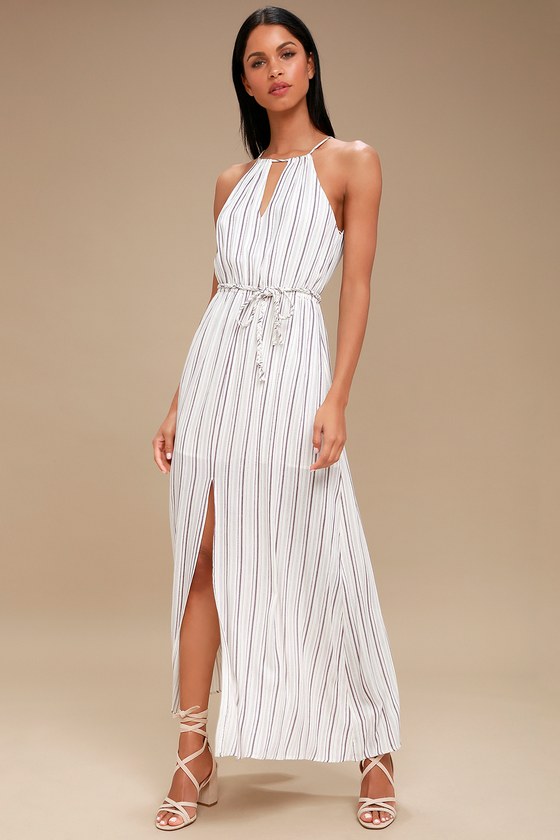 striped halter maxi dress