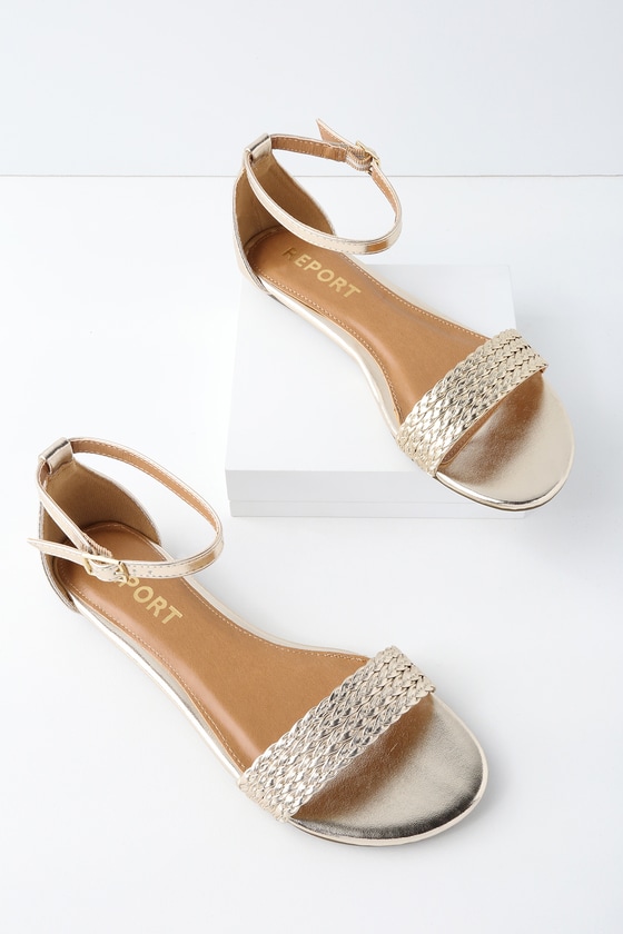 Report Leila - Soft Gold Sandals - Ankle Strap Sandals - Lulus