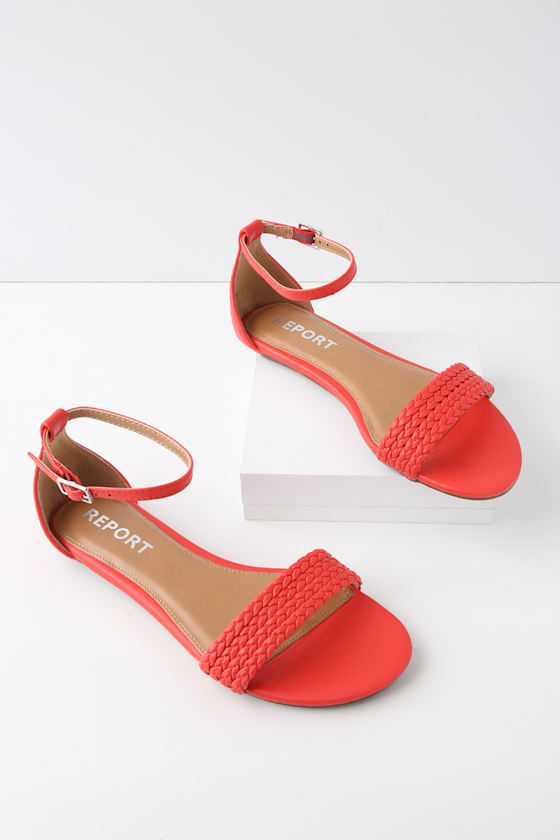 red ankle sandals