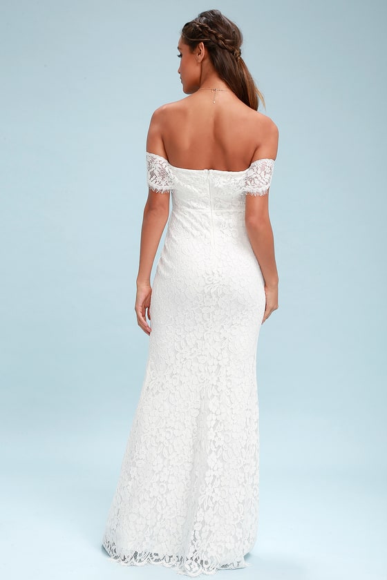 white lace off the shoulder