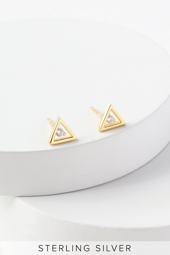 Trifecta Gold Rhinestone Earrings