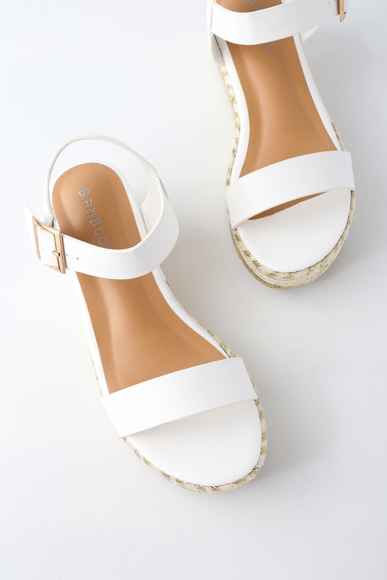 Cute Flatform Sandals - Espadrille Sandals - White Sandals