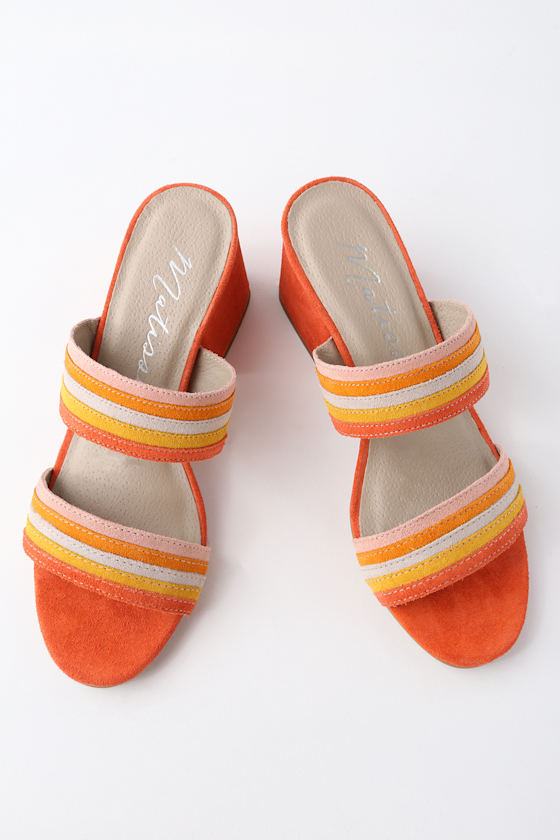 Bonita Fire Orange Suede Leather Mules 3