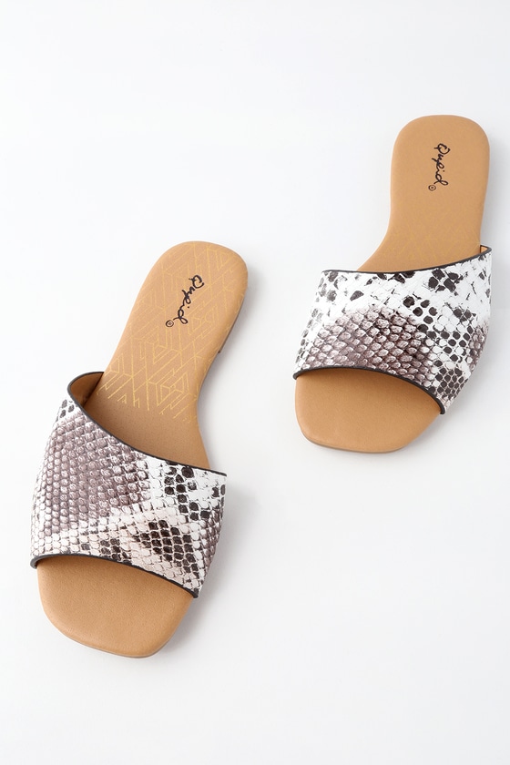 Cute Snake Print Sandals - Slide 