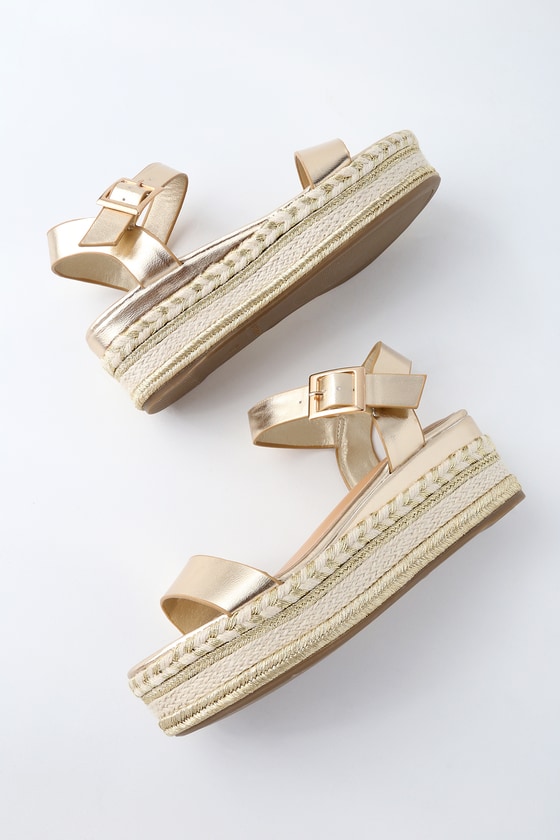 gold espadrille flatforms