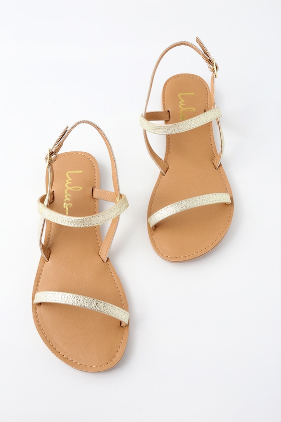 Cute Flat Sandals - Gold Sandals 