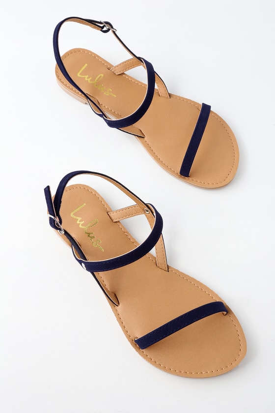 Cute Flat Sandals - Navy Blue Sandals 