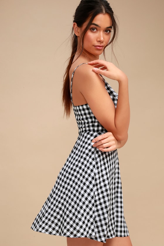 checked skater dress