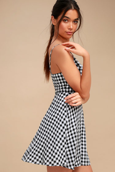Cute Black and White Dress - Gingham Dress - Skater Dress - Lulus Cute Black and White Dress - Gingham Dress - Skater Dress - Lulus