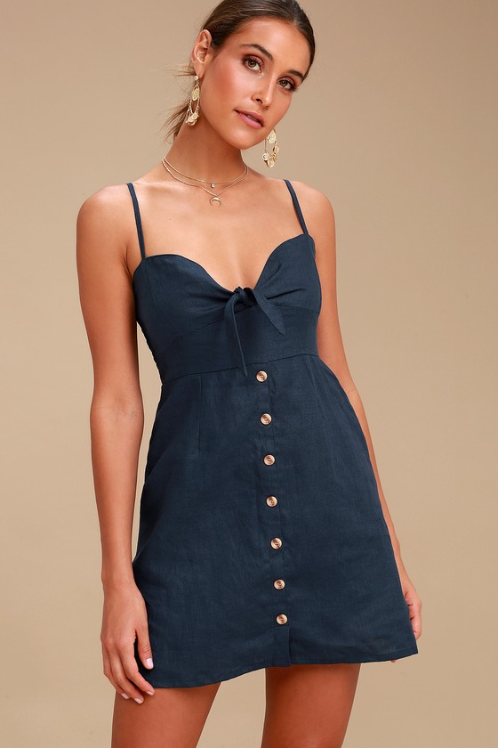 Rodeo Navy Blue Tie Front Dress