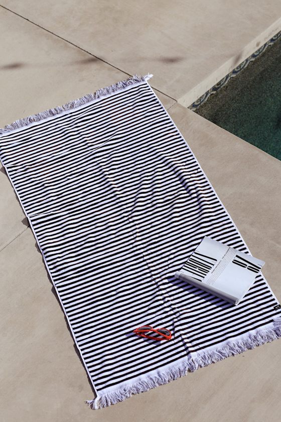 Slowtide Warrant Black and White Striped Beach Towel Lulus