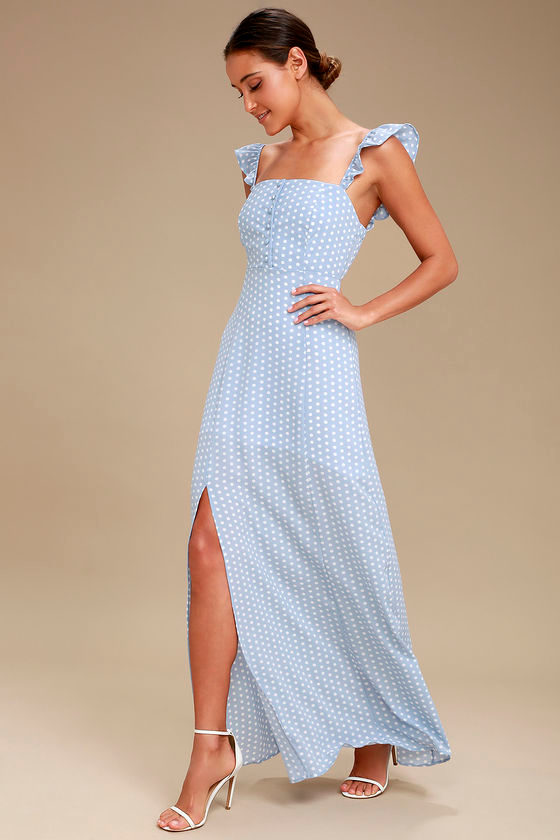 Baby Blues Light Blue and White Polka Dot Maxi Dress 3