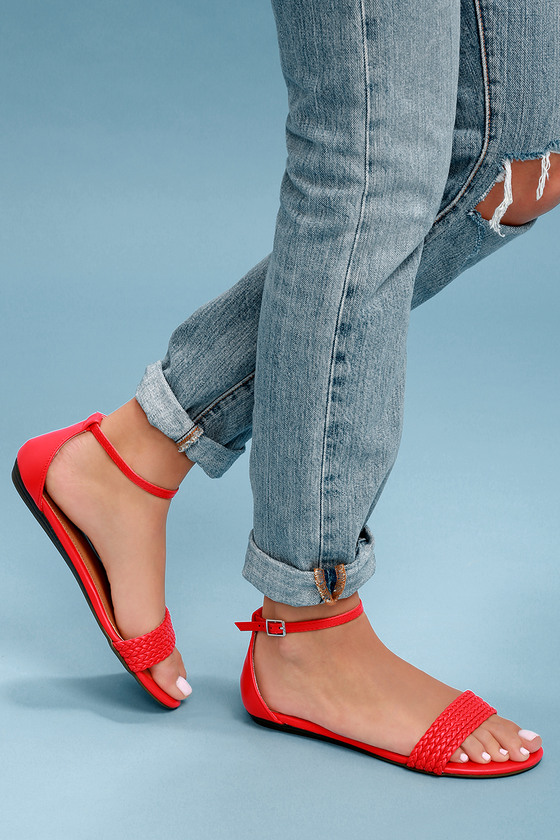 Report Leila - Red Sandals - Ankle Strap Sandals