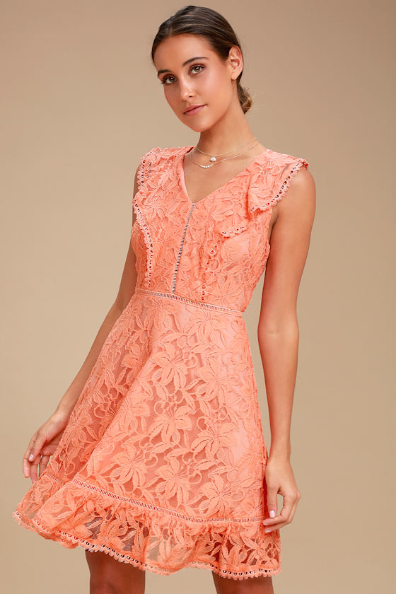 ashley coral orange lace maxi dress