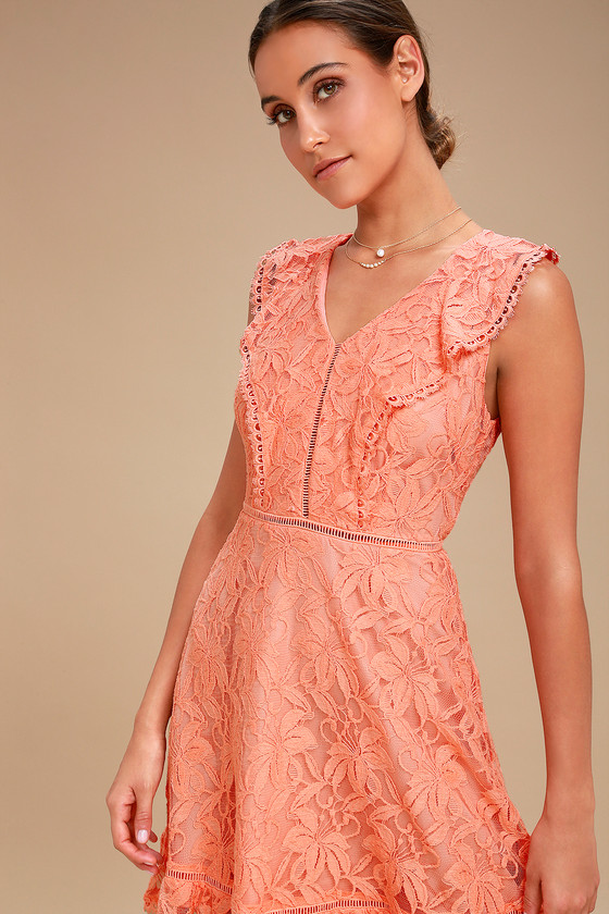 ashley coral orange lace maxi dress