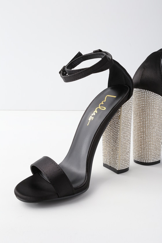 black heel with rhinestones