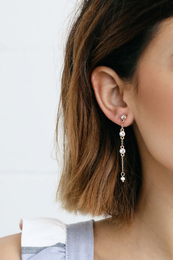 Always Dreaming Gold and Pearl Rhinestone Earrings 4