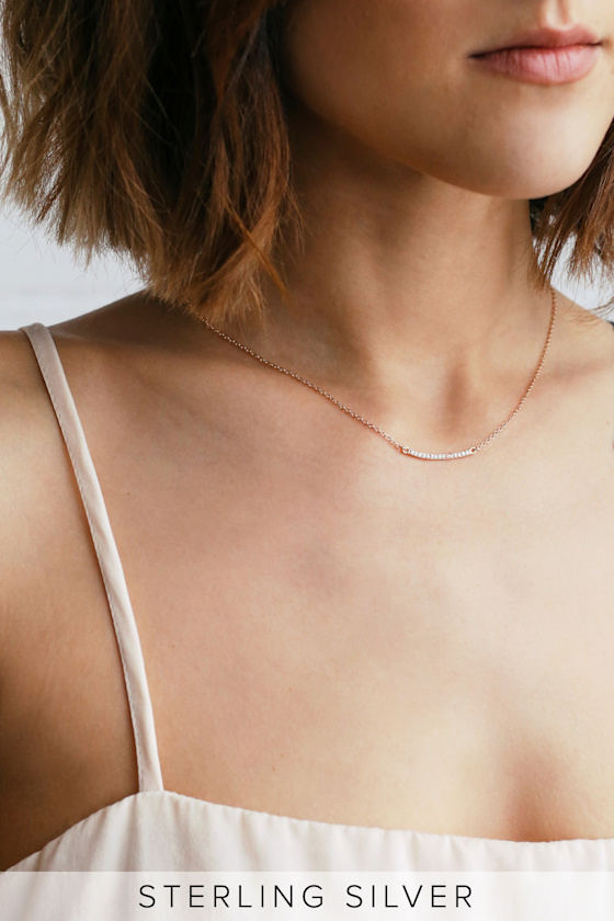 Rose gold rhinestone necklace Clearance