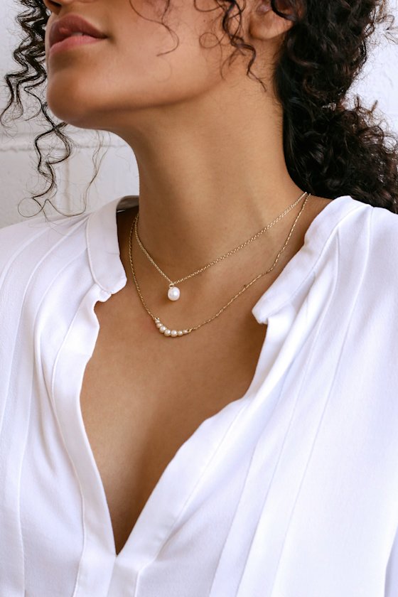 Lovely Gold and Pearl Necklace Layered Necklace Lulus