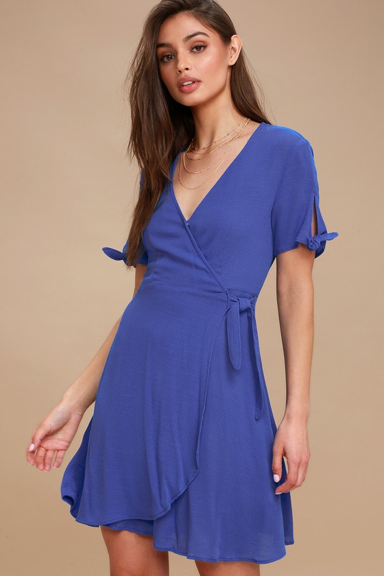 Cute Royal Blue Dress - Wrap Dress 