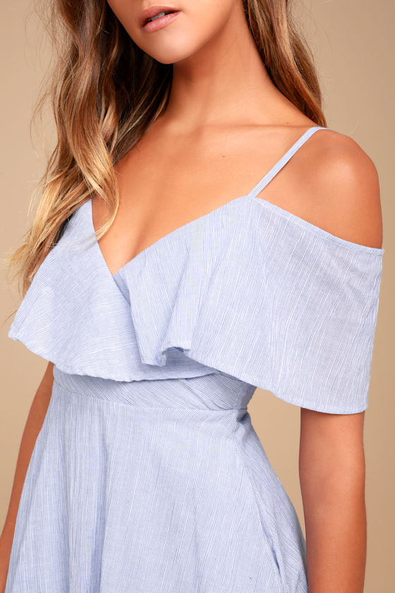 Cute Blue and White Dress Striped Dress Midi Dress