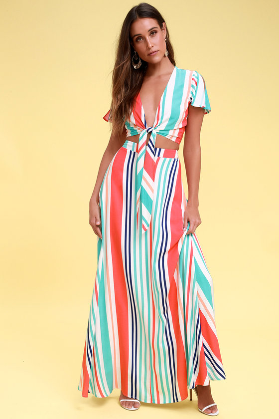 Cute Maxi Skirt - Multi Striped Maxi Skirt - Resort Skirt - Lulus