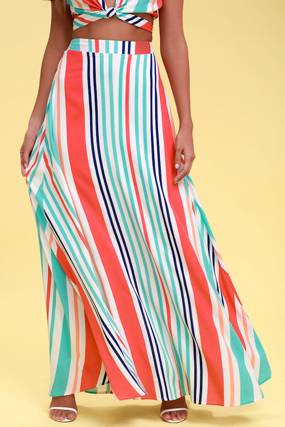 Van Nuys Multi Striped Maxi Skirt 1