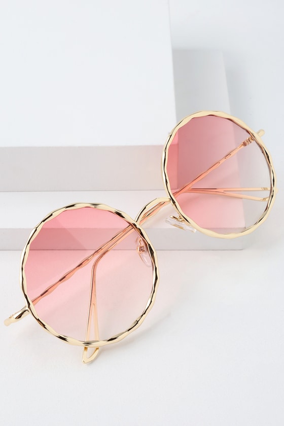 Cool Pink Sunglasses Round Sunglasses Gold Sunglasses