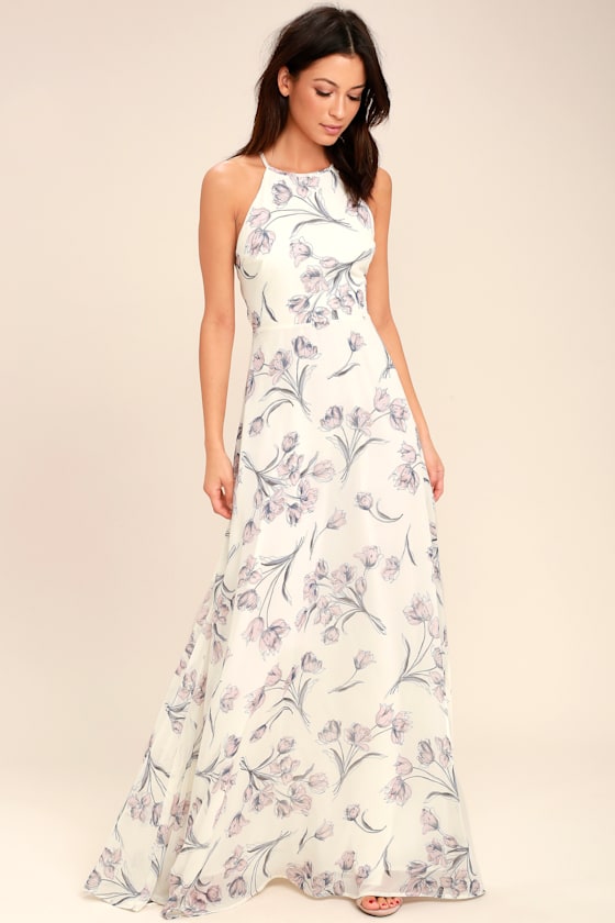 Adventure Seeker Cream Floral Print Maxi Dress 5