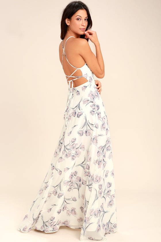 Adventure Seeker Cream Floral Print Maxi Dress 7