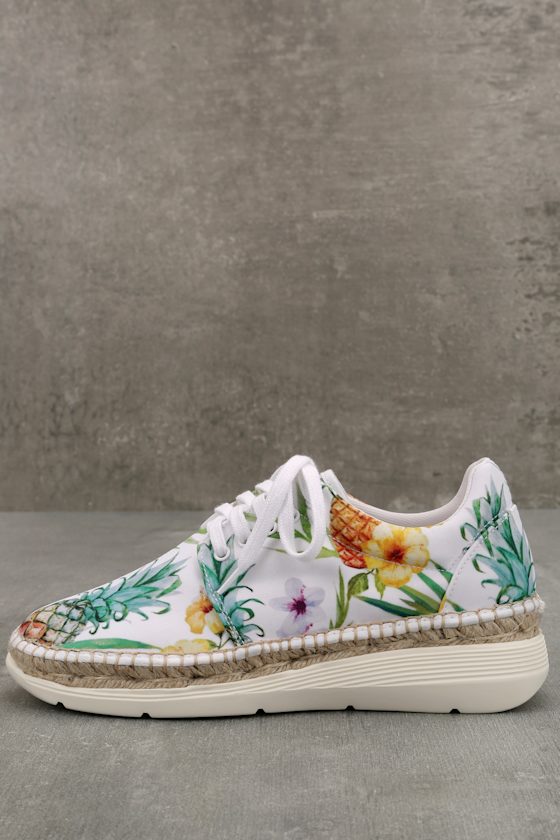 Free People Jackson White Tropical Print Espadrille Sneakers 8