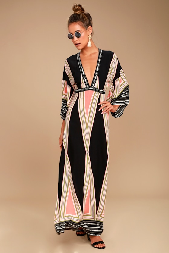 Montecito Black Print Maxi Dress 5