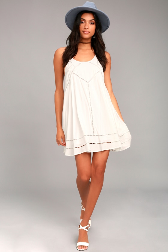 Sister Moon White Embroidered Swing Dress