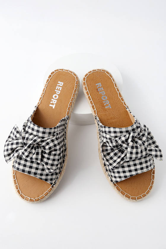 Camrin Black and White Gingham Slide Sandals 4