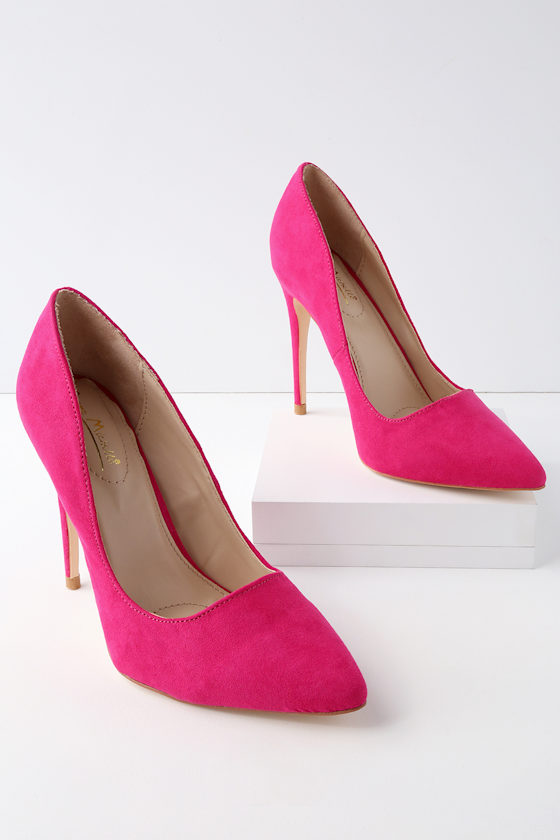 Verna Fuchsia Suede Pointed Pumps 1