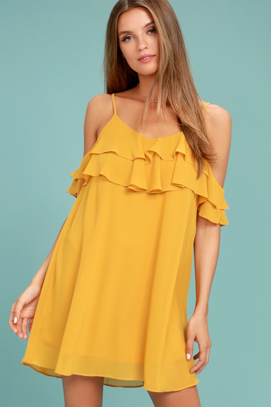 Cute Yellow Dress - Off-the-Shoulder Dress - Shift Dress - Lulus