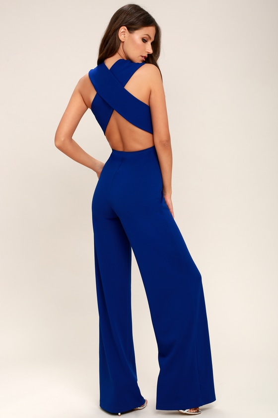Chic Royal Blue Jumpsuit - Backless Jumpsuit - Sleeveless Jumpsuit - $49.00