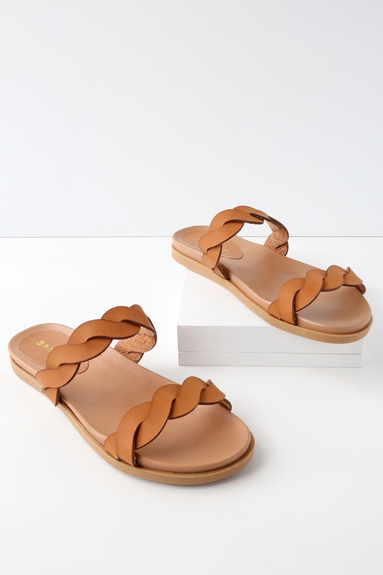 MONICA TAN SLIDE SANDALS