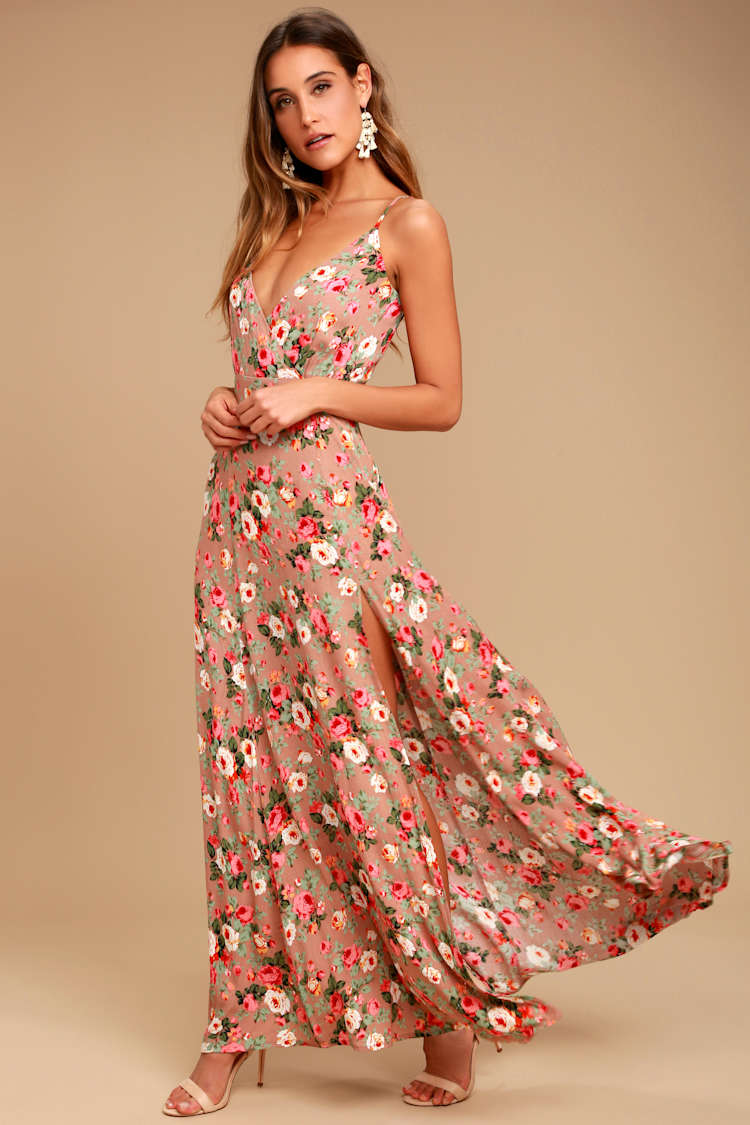 Everlasting Bliss Blush Floral Print Maxi Dress