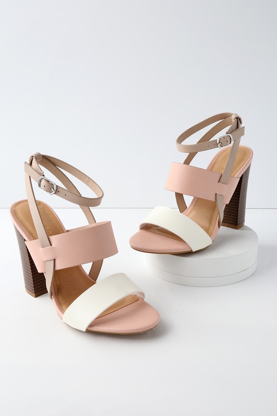 Cute Pink Heels - Ankle Strap Heels - Wood-Look Heels - Lulus