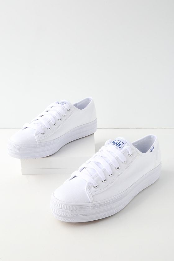 Keds Triple Kick - White Sneakers - Platform Sneakers - Lulus