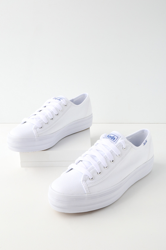 Triple Kick White Flatform Sneakers 2