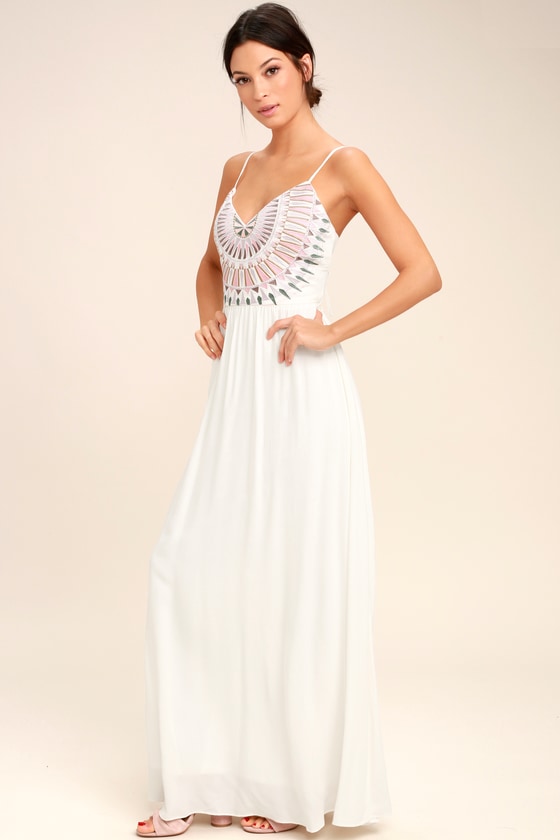 for life white embroidered maxi dress