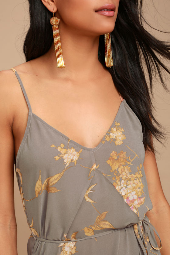 DESIGNER PRINTED DRESS IN GREY