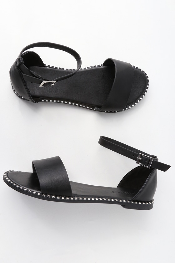 Cute Black Sandals - Studded Sandals - Ankle Strap Sandals