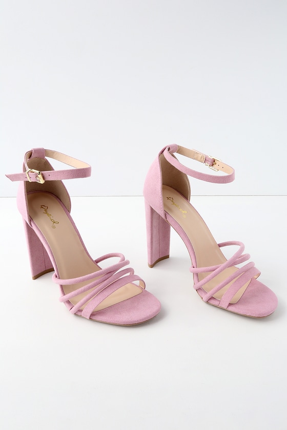 Cute Ash Lilac Heels - Ankle Strap Heels - Strappy Heels