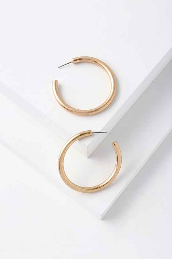 LuLus Franc Brushed Gold Hoop Earrings