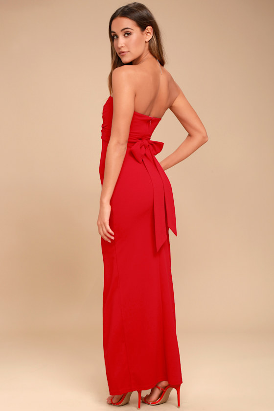 Own the Night Red Strapless Maxi Dress 6