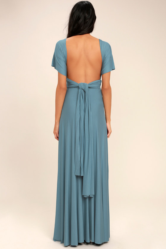 Tricks of the Trade Slate Blue Maxi Dress 9